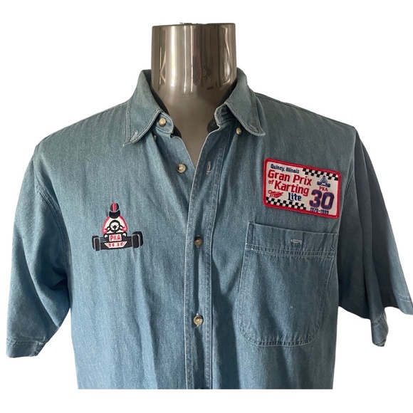 Vintage Other - Vintage Y2K Professional Karting Association (PKA) Denim Button Down
